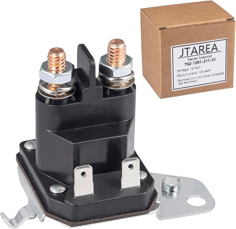 JTAREA 762-1261-211-51 762-1261-211-50 Starter Solenoid 12V Lawn Mower Replacement Lawnmower Parts for Trombetta Cub Cadet Craftsman Husqvarna 862-1241-211-12 725-06153A 532192507 - Image 1